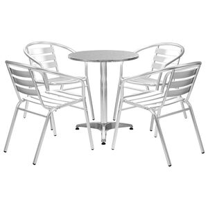 vidaXL Ensemble &agrave; manger d'ext&eacute;rieur 5 pcs Aluminium Argent&eacute;