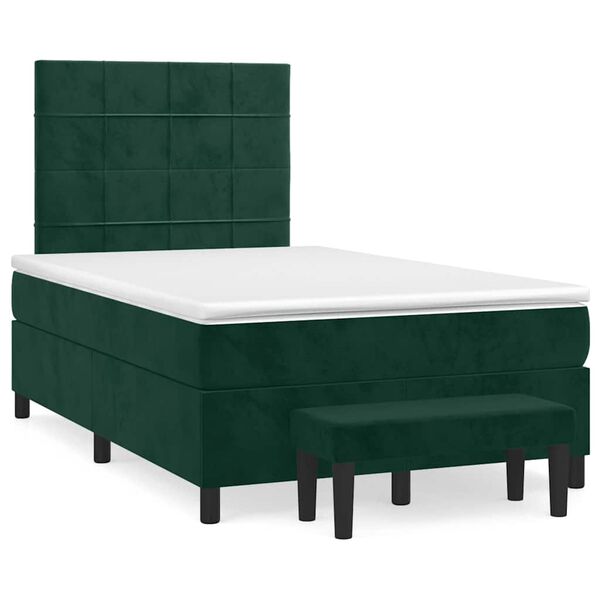 vidaXL Sommier &agrave; lattes de lit et matelas Vert fonc&eacute; 120x200cm Velours
