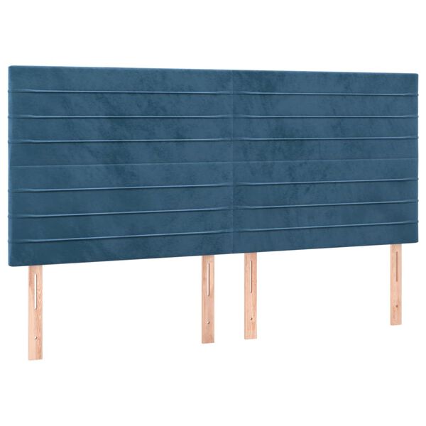 vidaXL T&ecirc;te de lit Bleu fonc&eacute; 180 x 5 x 118/128 cm Velours