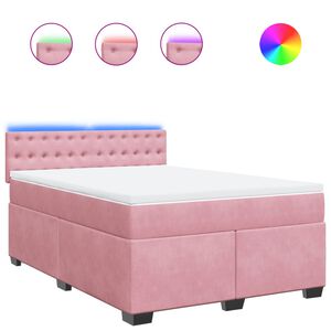 vidaXL Sommier &agrave; lattes de lit avec matelas Rose 140x200 cm Velours