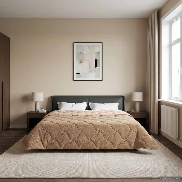vidaXL Duvet d'&eacute;t&eacute; simple Matelass&eacute; Taupe 220 x 260 cm