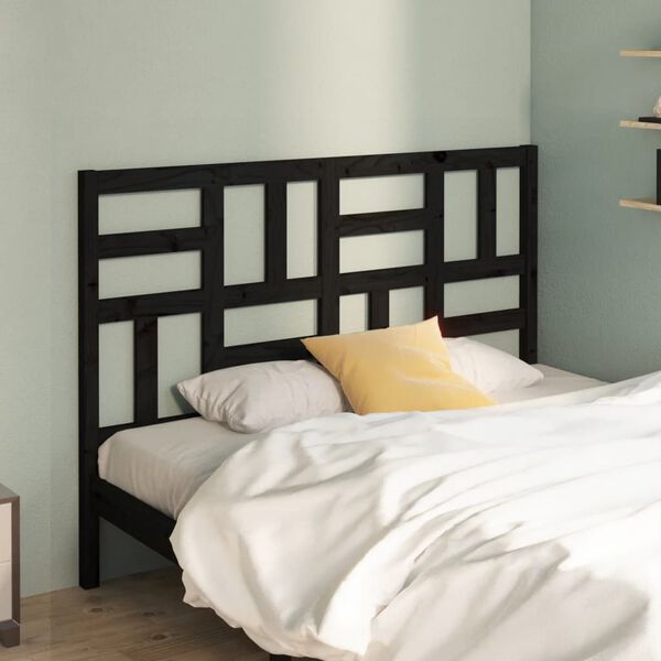 vidaXL T&ecirc;te de lit Noir 126x4x104 cm Bois massif de pin