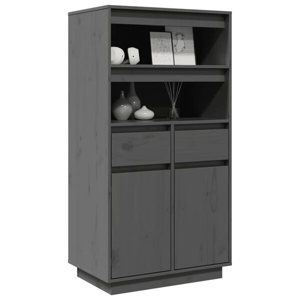 vidaXL Buffet haut Gris 60x40x116,5 cm Bois massif de pin