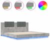 vidaXL Cadre de lit avec LED sans matelas gris b&eacute;ton 200x200 cm