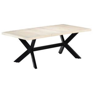 vidaXL Table de salle &agrave; manger Blanc 200x100x75cm Bois manguier massif