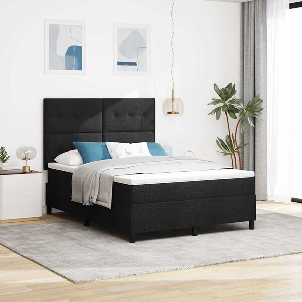 vidaXL Lit &agrave; ressorts avec matelas Noir 160 x 200 cm tissu