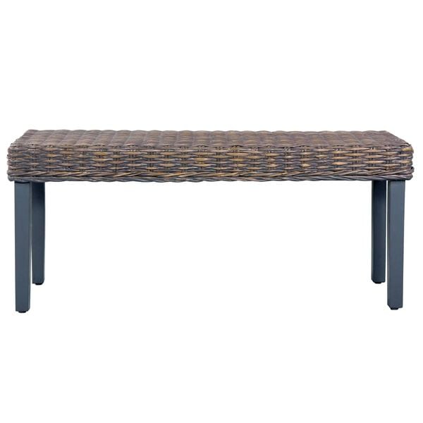 vidaXL Banc 110 cm Gris Rotin naturel kubu et bois d'acajou massif