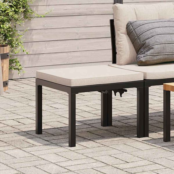 vidaXL Tabouret de jardin avec coussin noir acier enduit de poudre