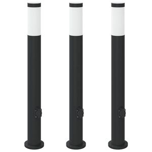 vidaXL Bornes lumineuses avec sortie lot de 3 80 cm acier inoxydable IP44