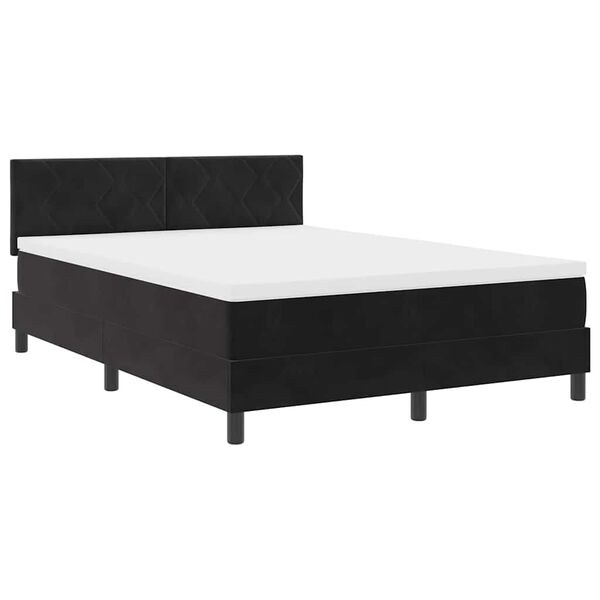 vidaXL Lit &agrave; ressorts avec matelas Noir 140 x 200 cm Velours