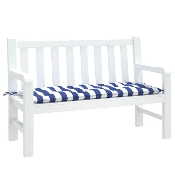 vidaXL Coussin de banc de jardin rayures bleues et blanches 120x50x7cm