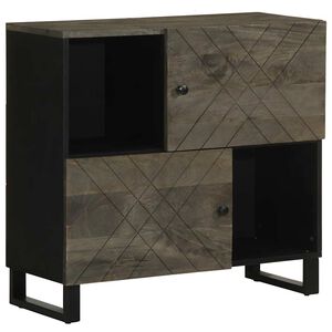 vidaXL Buffet noir 80x33x75 cm bois massif de manguier