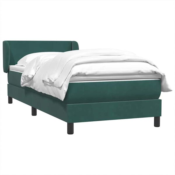 vidaXL Sommier &agrave; lattes de lit et matelas vert fonc&eacute; 90x220 cm velours