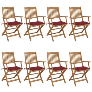 vidaXL Chaises pliantes 8 pi&egrave;ces avec coussins en bois d'acacia massif
