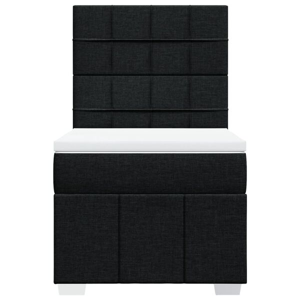 vidaXL Sommier &agrave; lattes de lit avec matelas Noir 100x200 cm Tissu