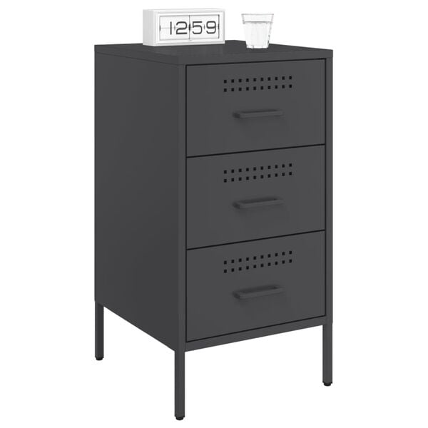 vidaXL Table de chevet noir 36x39x68 cm acier