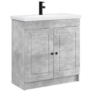 vidaXL Ensemble de mobilier de salle de bain Gris b&eacute;ton