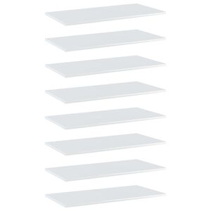 vidaXL Panneaux biblioth&egrave;que 8pcs Blanc brillant 80x40x1,5cm Agglom&eacute;r&eacute;