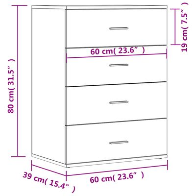 vidaXL Buffet blanc 60x39x80 cm bois d’ingénierie