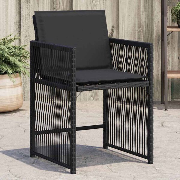 vidaXL Chaises de jardin lot de 4 avec coussins noir r&eacute;sine tress&eacute;e