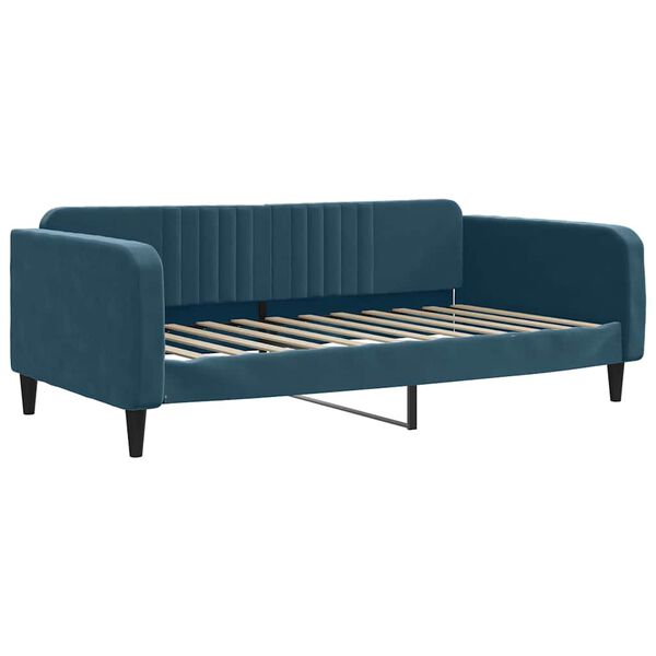 vidaXL Lit de jour avec lit gigogne et matelas bleu 100x200 cm velours