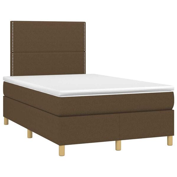 vidaXL Sommier &agrave; lattes de lit et matelas marron fonc&eacute; 120x190cm tissu