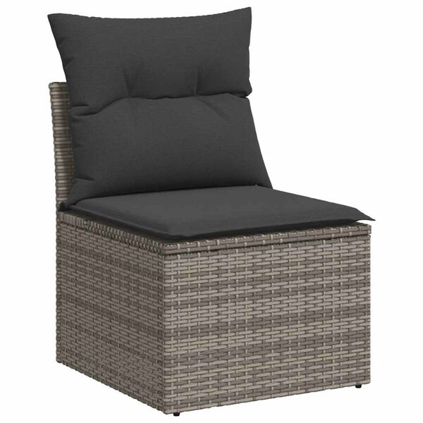 vidaXL Salon de jardin 6 pcs avec coussins gris r&eacute;sine tress&eacute;e