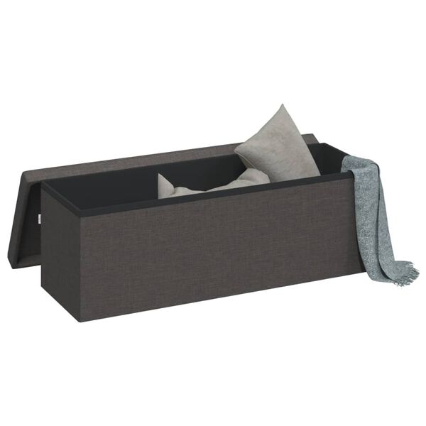 vidaXL Banc de rangement pliable gris fonc&eacute; faux lin