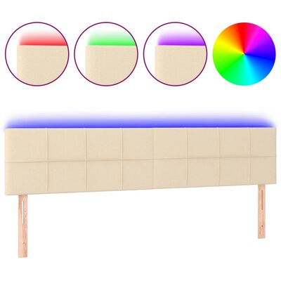 vidaXL Tête de lit à LED Crème 160x5x78/88 cm Tissu