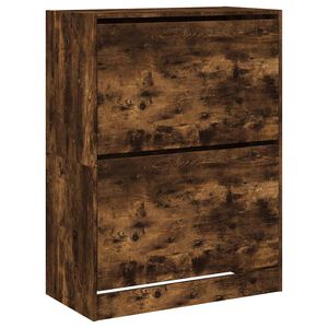 vidaXL Armoire &agrave; chaussures 2 tiroirs rabattables ch&ecirc;ne fum&eacute;