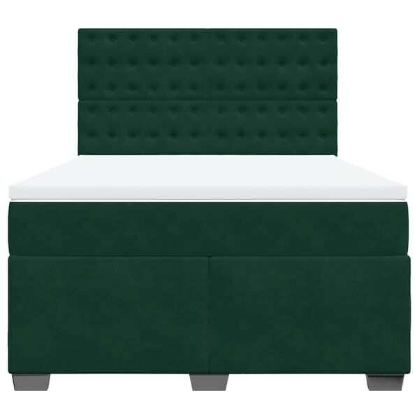 vidaXL Sommier &agrave; lattes de lit et matelas Vert fonc&eacute; 140x190cm Velours