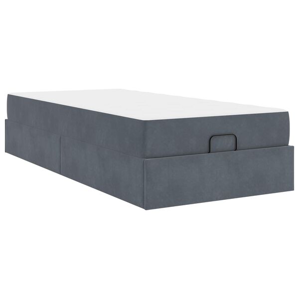 vidaXL Cadre de lit avec matelas avec matelas 2 pcs Gris Fonc&eacute; Velours