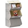 vidaXL Bo&icirc;tes de rangement empilables 4 pcs Tissu Gris