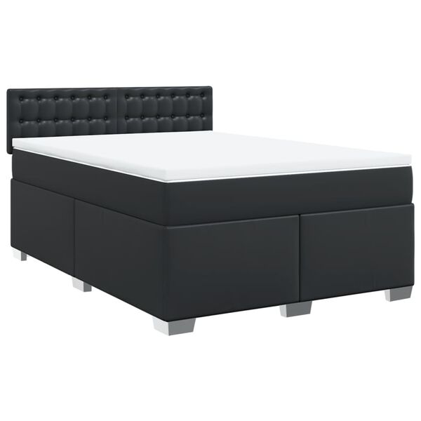 vidaXL Sommier &agrave; lattes de lit avec matelas Noir 140x190 cm Similicuir