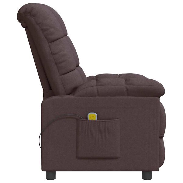 vidaXL Fauteuil de massage Marron fonc&eacute; Tissu