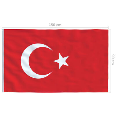 vidaXL Drapeau Turquie 90x150 cm