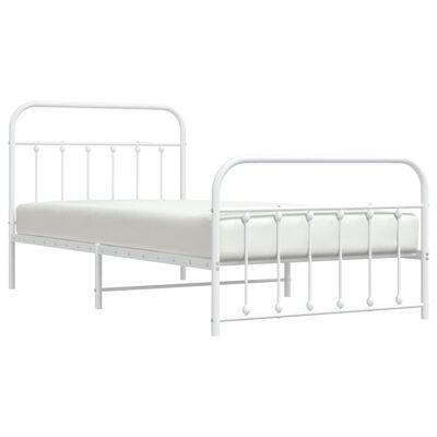 vidaXL Cadre de lit métal sans matelas et pied de lit blanc 100x200 cm