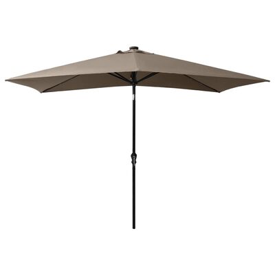 vidaXL Parasol de jardin avec LED et mât en acier taupe 2x3 m