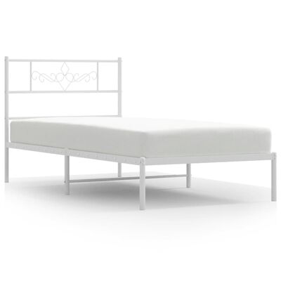 vidaXL Cadre de lit métal sans matelas et tête de lit blanc 100x200 cm