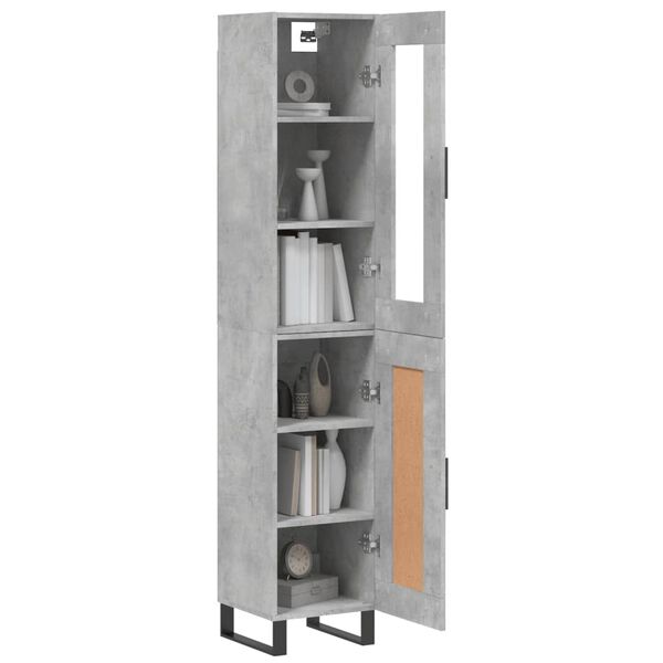 vidaXL Buffet haut Gris b&eacute;ton 34,5x34x180 cm Bois d'ing&eacute;nierie