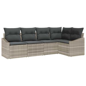 vidaXL Ensemble de Canap&eacute;s 5 pc Gris clair polyrotin