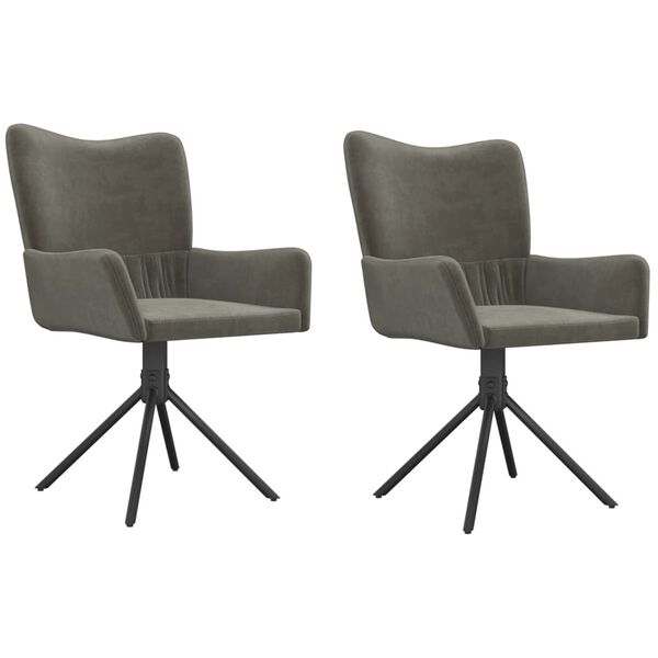 vidaXL Chaises à manger pivotantes lot de 2 gris foncé velours