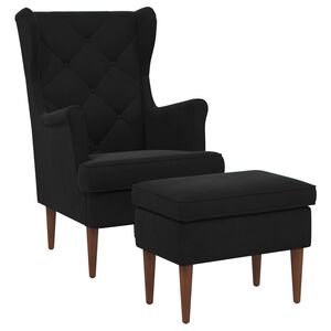 vidaXL Fauteuil avec pouf 2 pc Noir Velours