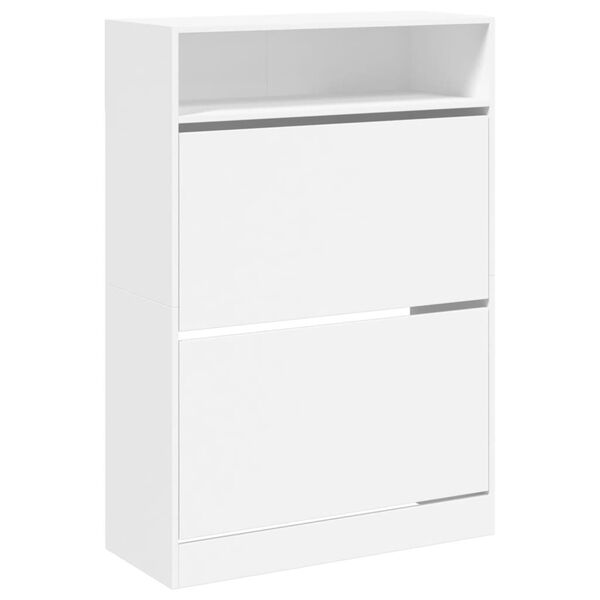 vidaXL Armoire &agrave; chaussures 2 tiroirs rabattables blanc 80x34x116 cm