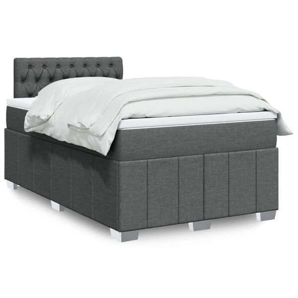 vidaXL Sommier &agrave; lattes de lit avec matelas Gris fonc&eacute; 120x200cm Tissu