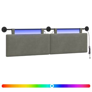 vidaXL T&ecirc;te de lit suspendue Gris clair Tissu en velours c&ocirc;tel&eacute;