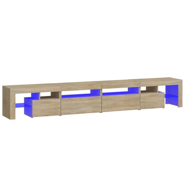 vidaXL Meuble TV avec lumi&egrave;res LED Ch&ecirc;ne sonoma 260x36,5x40 cm