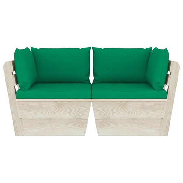 vidaXL Canap&eacute; palette &agrave; 2 places de jardin avec coussins Bois d'&eacute;pic&eacute;a
