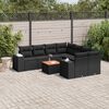 vidaXL Salon de jardin 9 pcs avec coussins noir r&eacute;sine tress&eacute;e