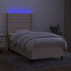 vidaXL Sommier &agrave; lattes de lit matelas et LED Cr&egrave;me 80x200cm Tissu